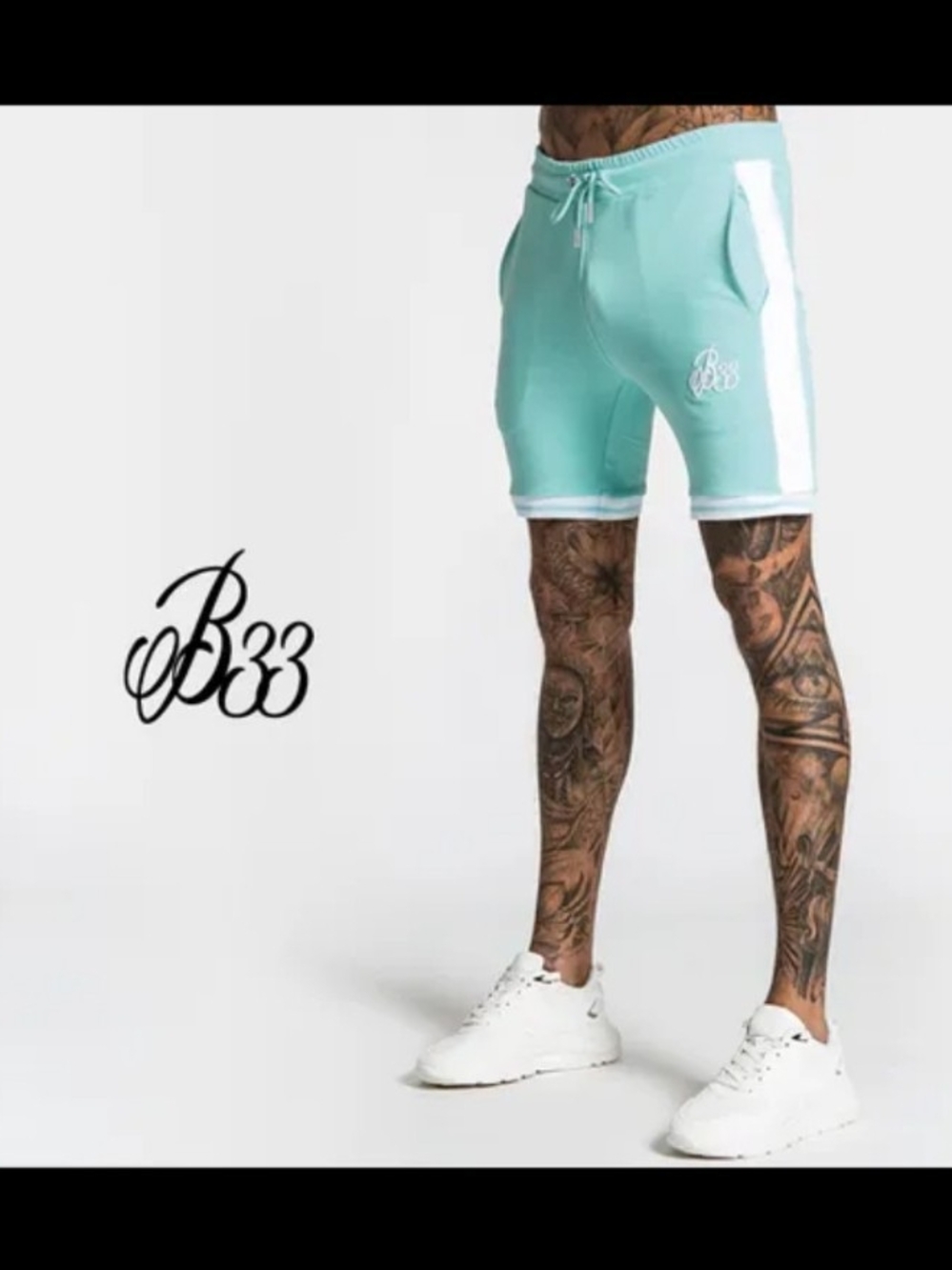 B33 BEE Inspired Ortega Shorts for Men Athletic Shorts with White Stripes XL